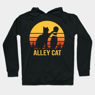 Ornery Alley Cat Tipping Bowling Pin Retro Gift Hoodie